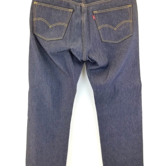 Men's Levi 501 Button Fly Dark Wash Denim Jeans - Picture 2 of 6